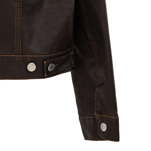 Hello Sunflower Trucker Jacket Vintage Brown 4166 Degli Uberti